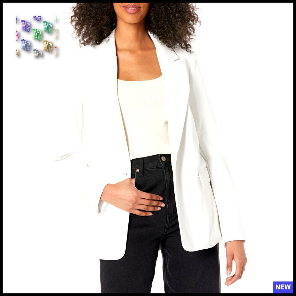 Faux Leather Blazer Regular Fit Chic Minimal Classic Workwear Button Cuffs